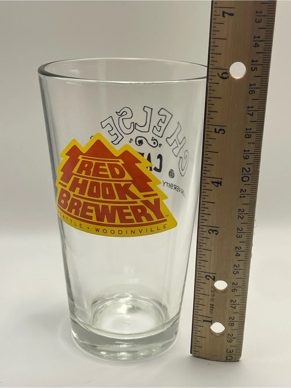 Chelsea's Cafe University Shopping Center Pint Beer Glass Red Hook Brewery Logo